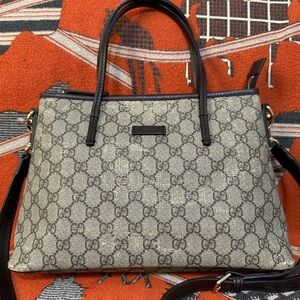 Gucci Gray and Black Monogram Tote